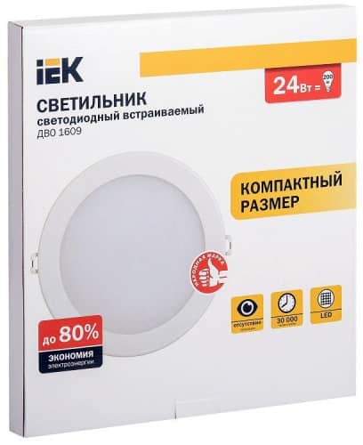 Купить Светильник IEK ДВО 1609 24Вт 4000К белый светодиодный по низкой цене