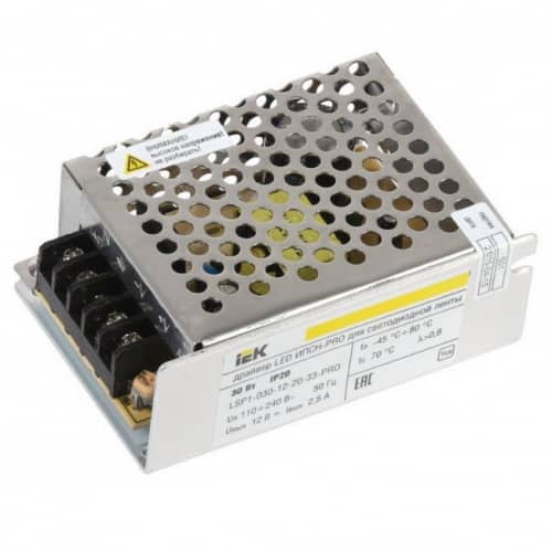 Купить Драйвер IEKL LED ИПСН-PRO 5050 30Вт 12В блок-клеммы IP20 по низкой цене