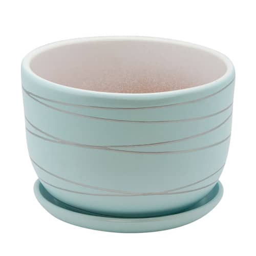 Купить Горшок для цветов с поддоном d19 см голубой по низкой цене