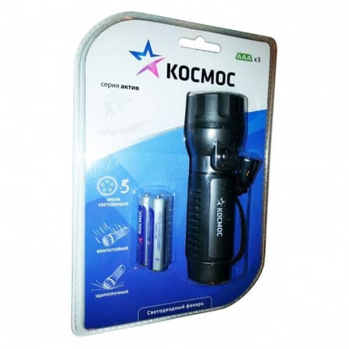 Купить Фонарь Космос 2079B-LED 1W COB LED 3xR03 противоударный влагозащищенный светодиодный по низкой цене