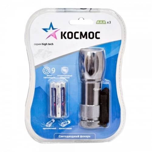 Купить Фонарь Космос М2508-B-LED 9LED 3xR3 алюминиевый светодиодный по низкой цене