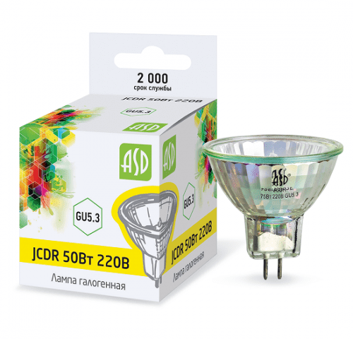 Купить Лампа ASD JCDR 50Вт GU5.3 галогенная по низкой цене