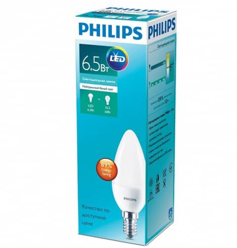 Купить Лампа Philips 929001886607 ESS LED Candle 6,5-75Вт E14 B35 4000К светодиодная по низкой цене