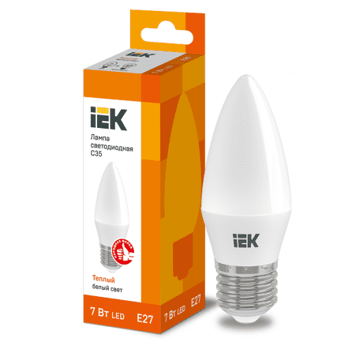 Купить Лампа IEK Eco C35 7W Е27 3000К светодиодная по низкой цене