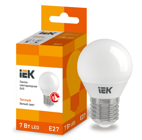 Купить Лампа IEK Eco G45 7W Е27 3000К светодиодная по низкой цене