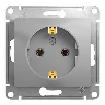 Купить Розетка Schneider Electric Glossa GSL000343 одноместная с заземлением алюминий по низкой цене