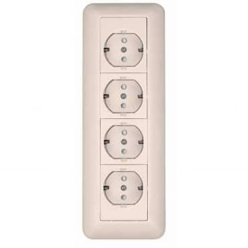 Купить Розетка Schneider Electric Прима RA16-411M-S четырехместная Слоновая кость по низкой цене
