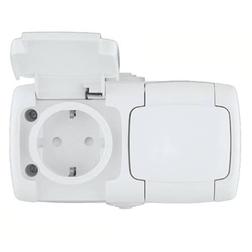 Купить Розетка Schneider Electric Рондо RA16-227B-BI IP44 двухместная белая по низкой цене