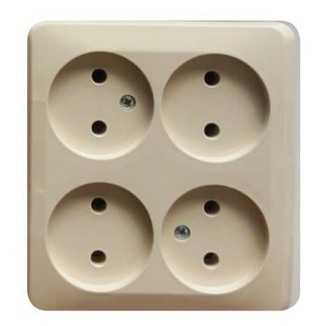 Купить Розетка Schneider Electric Этюд PA16-205K четырехместная Кремовая по низкой цене