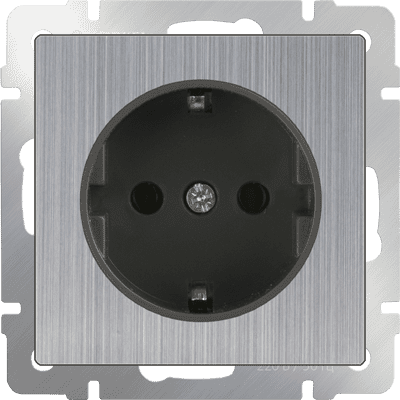 Купить Розетка Werkel WL02-SKGS-01-IP44 одноместная с заземлением и защитными шторками глянцевый никель по низкой цене