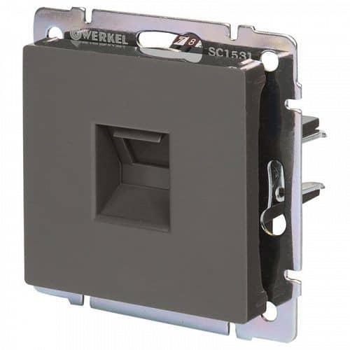 Купить Розетка Werkel Ethernet WL07-RJ-45 компьютерная серо-коричневый по низкой цене