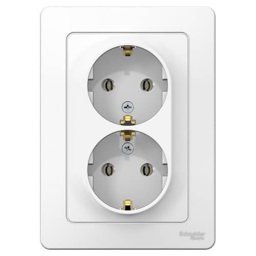 Купить Розетка Schneider Electric Blanca BLNRS001021 двухместная с заземлением белая по низкой цене