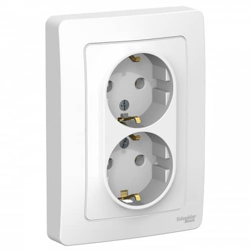 Купить Розетка Schneider Electric Blanca BLNRS001021 двухместная с заземлением белая по низкой цене