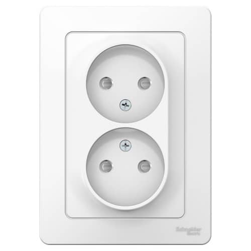 Купить Розетка Schneider Electric Blanca BLNRS000121 двухместная с защитными шторками белая по низкой цене