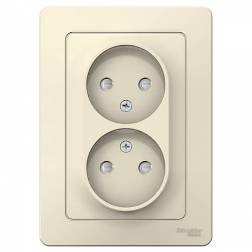 Купить Розетка Schneider Electric Blanca BLNRS000122 двухместная с защитными шторками молочная по низкой цене