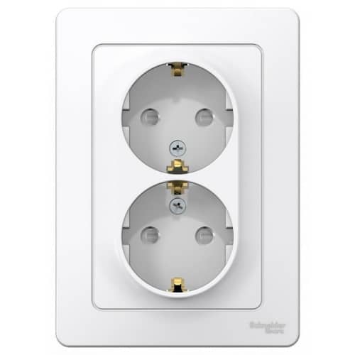 Купить Розетка Schneider Electric Blanca BLNRS001121 двухместная с заземлением и защитными шторками белая по низкой цене