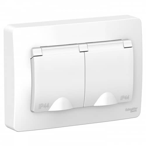 Купить Розетка Schneider Electric Blanca BLNRS441121 двухместная с заземлением и защитными шторками с крышками белая по низкой цене