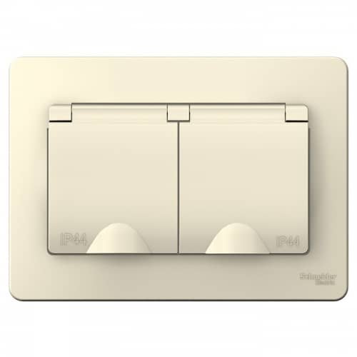Купить Розетка Schneider Electric Blanca BLNRS441122 двухместная с заземлением и защитными шторками с крышками молочная по низкой цене