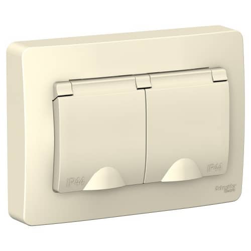 Купить Розетка Schneider Electric Blanca BLNRS441122 двухместная с заземлением и защитными шторками с крышками молочная по низкой цене