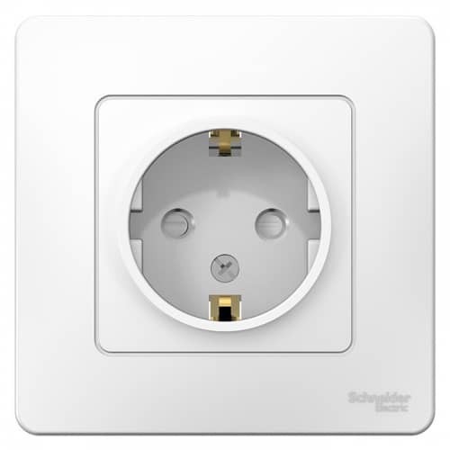 Купить Розетка Schneider Electric Blanca BLNRS001111 одноместная с заземлением и защитными шторками белая по низкой цене