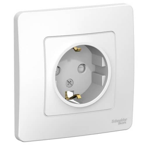 Купить Розетка Schneider Electric Blanca BLNRS001111 одноместная с заземлением и защитными шторками белая по низкой цене