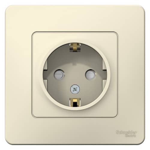 Купить Розетка Schneider Electric Blanca BLNRS001112 одноместная с заземлением и защитными шторками молочная по низкой цене