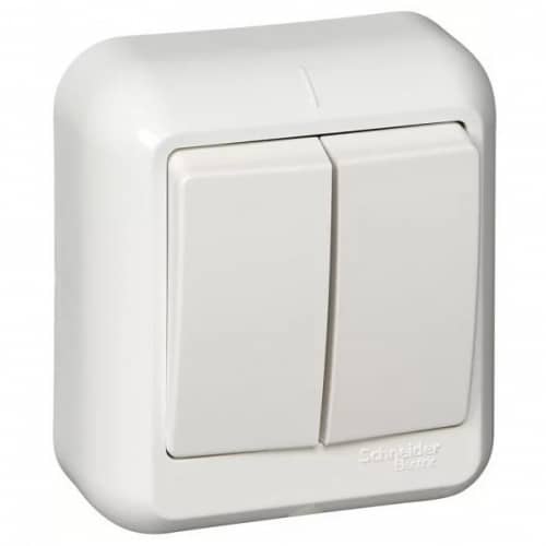 Купить Выключатель Schneider Electric Прима A56-029-B двухклавишный белый по низкой цене