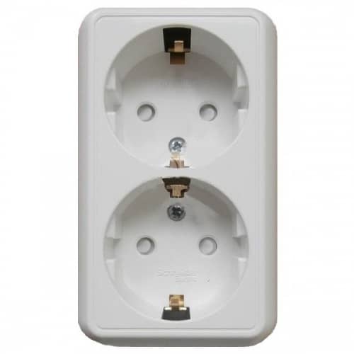 Купить Розетка Schneider Electric Прима RA16-214-B двухместная белая по низкой цене