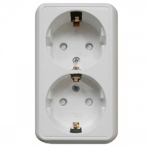 Купить Розетка Schneider Electric Прима RA16-214M-B двухместная белая по низкой цене