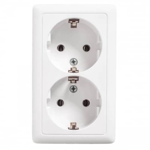 Купить Розетка Schneider Electric Хит RA16-238-B двухместная белая по низкой цене