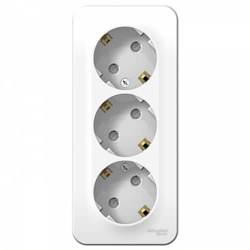 Купить Розетка Schneider Electric Blanca BLNRA011311 трехместная с заземлением и защитными шторками с изолирующей пластиной белая по низкой цене