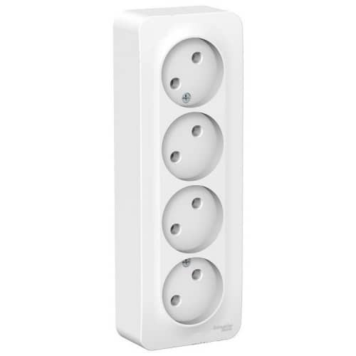 Купить Розетка Schneider Electric Blanca BLNRA000411 четырехместная с изолирующей пластиной белая по низкой цене