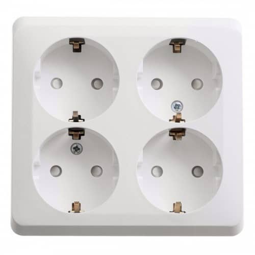 Купить Розетка Schneider Electric Этюд PA16-208B четырехместная белая по низкой цене