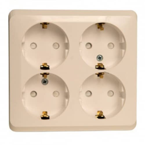 Купить Розетка Schneider Electric Этюд PA16-208K четырехместная Кремовая по низкой цене