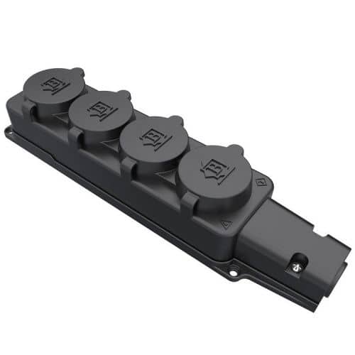 Купить Колодка Bemis BK1-1402-3614 IP54 удлинителя 4 розетки с заземлением и крышками по низкой цене