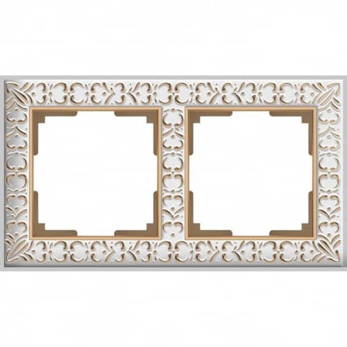 Купить Рамка Werkel Antik WL07-Frame-02 белое золото двухместная по низкой цене