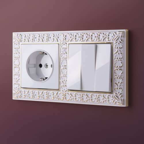 Купить Рамка Werkel Antik WL07-Frame-02 белое золото двухместная по низкой цене
