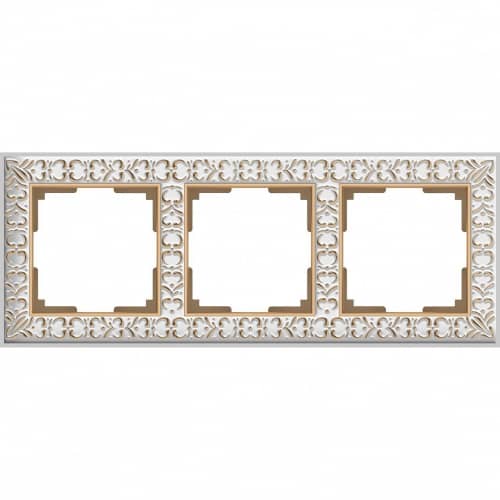 Купить Рамка Werkel Antik WL07-Frame-03 белое золото трехместная по низкой цене