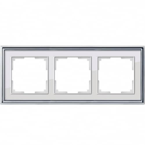 Купить Рамка Werkel Palacio WL17-Frame-03 хром/белый трехместная по низкой цене
