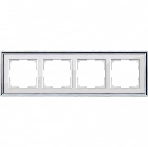 Купить Рамка Werkel Palacio WL17-Frame-04 хром/белый четырехместная по низкой цене