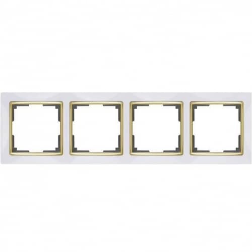 Купить Рамка Werkel Snabb WL03-Frame-04-white-GD белая/золото четырехместная по низкой цене
