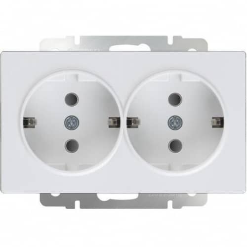 Купить Розетка Werkel WL01-SKG-02-IP20 двухместная с заземлением белый по низкой цене