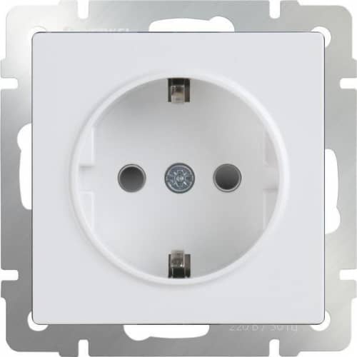 Купить Розетка Werkel WL01-SKGS-01-IP44 одноместная с заземлением и защитными шторками белый по низкой цене