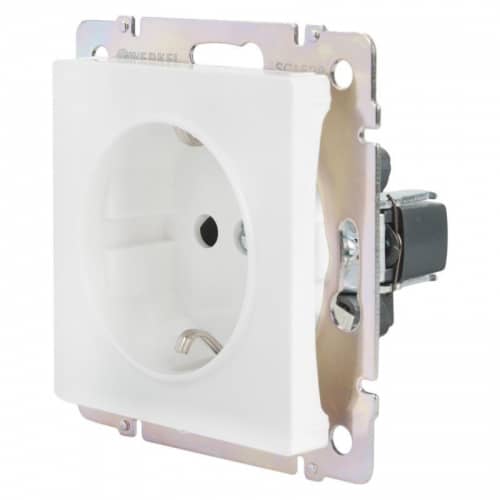 Купить Розетка Werkel WL01-SKGS-01-IP44 одноместная с заземлением и защитными шторками белый по низкой цене