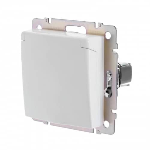Купить Розетка Werkel WL01-SKGSC-01-IP44 одноместная с заземлением и защитными шторками с крышкой белый по низкой цене