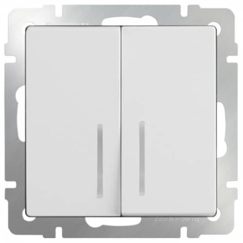 Купить Выключатель Werkel WL01-SW-2G-LED двухклавишный с индикатором белый по низкой цене