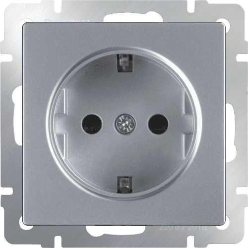 Купить Розетка Werkel WL06-SKG-01-IP20 одноместная с заземлением серебряный по низкой цене