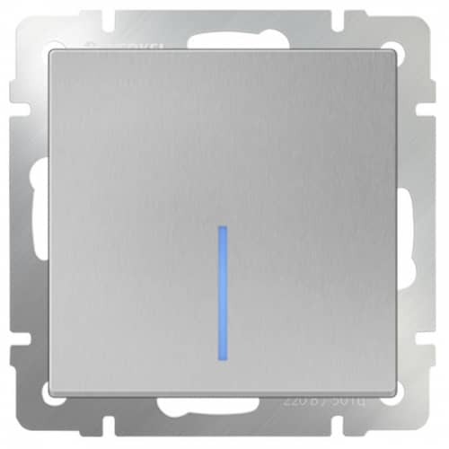 Купить Выключатель Werkel WL06-SW-1G-LED одноклавишный с индикатором серебряный по низкой цене