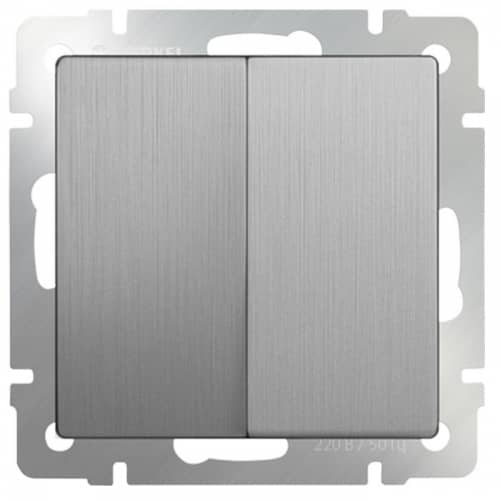 Купить Выключатель Werkel WL09-SW-2G двухклавишный серебряный рифленый по низкой цене
