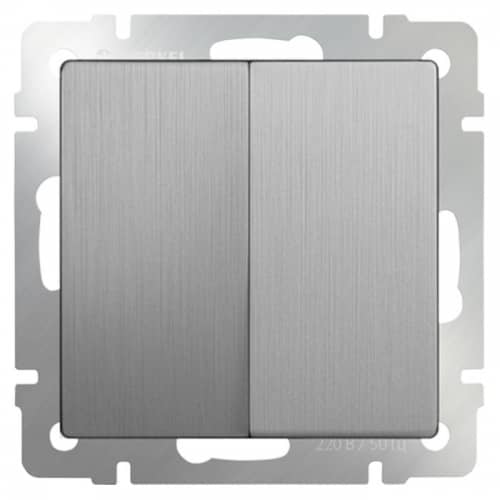 Купить Выключатель Werkel WL09-SW-2G-2W двухклавишный проходной серебряный рифленый по низкой цене